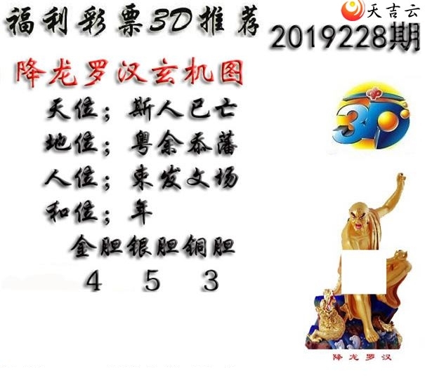 十八罗汉2019228期福彩3d图谜6
